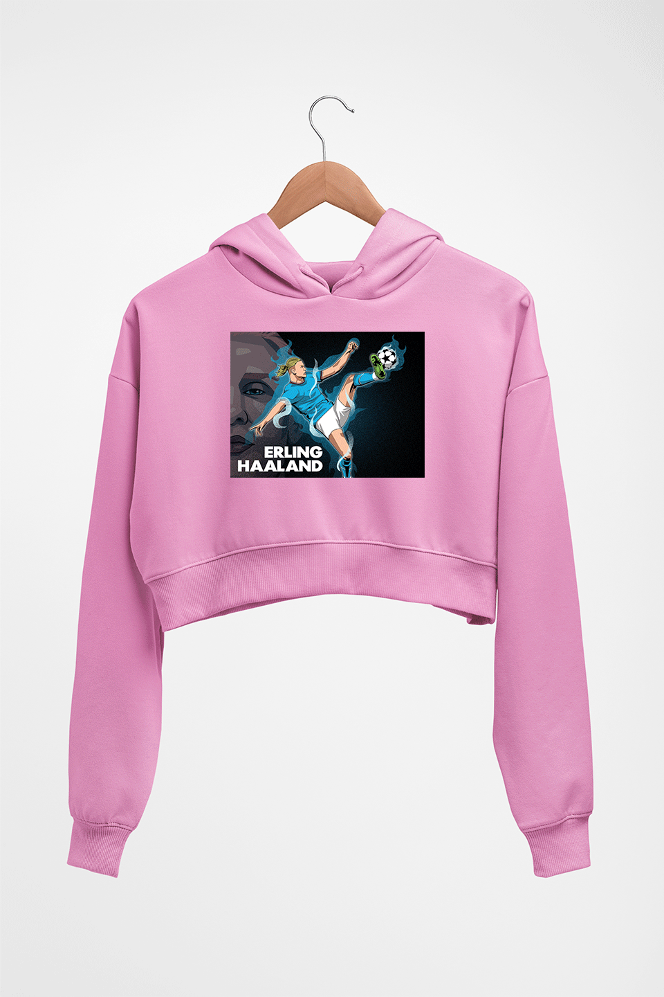 erling haaland Crop HOODIE FOR WOMEN-Light Baby Pink-Ektarfa.online