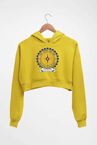 iit jodhpur Crop HOODIE FOR WOMEN-Mustard Yellow-Ektarfa.online