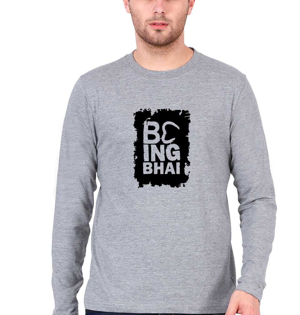 Being Bhai Full Sleeves T-Shirt for Men-Grey Melange-Ektarfa.online