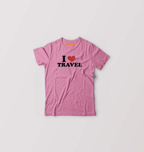 I LOVE TRAVEL T-Shirt for Boy/Girl-Pink-Ektarfa.online
