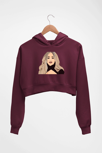 sabrina carpenter Crop HOODIE FOR WOMEN-Maroon-Ektarfa.online