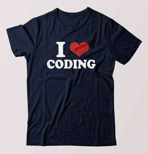 I LOVE CODING T-Shirt for Men-Navy Blue-Ektarfa.online