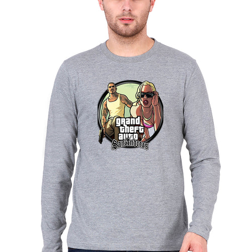 Grand Theft Auto (GTA) Full Sleeves T-Shirt for Men-Grey Melange-Ektarfa.online