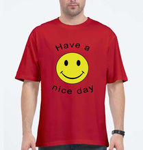 Load image into Gallery viewer, Nice Day Emoji Oversized T-Shirt for Men-Red-Ektarfa.online
