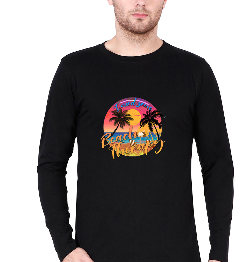 beach therapy Full Sleeves T-Shirt for Men-Black-Ektarfa.online