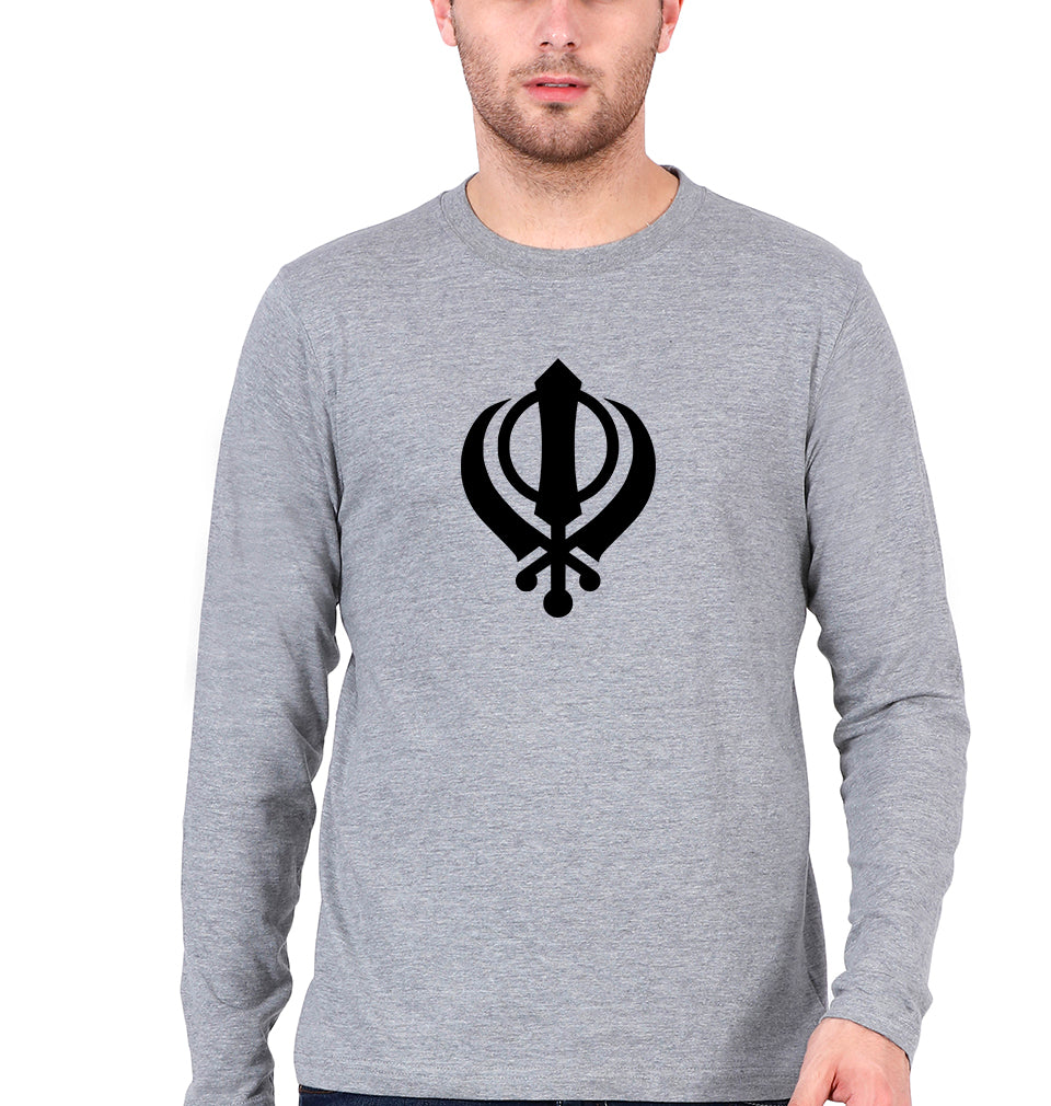sikh Full Sleeves T-Shirt for Men-Grey Melange-Ektarfa.online