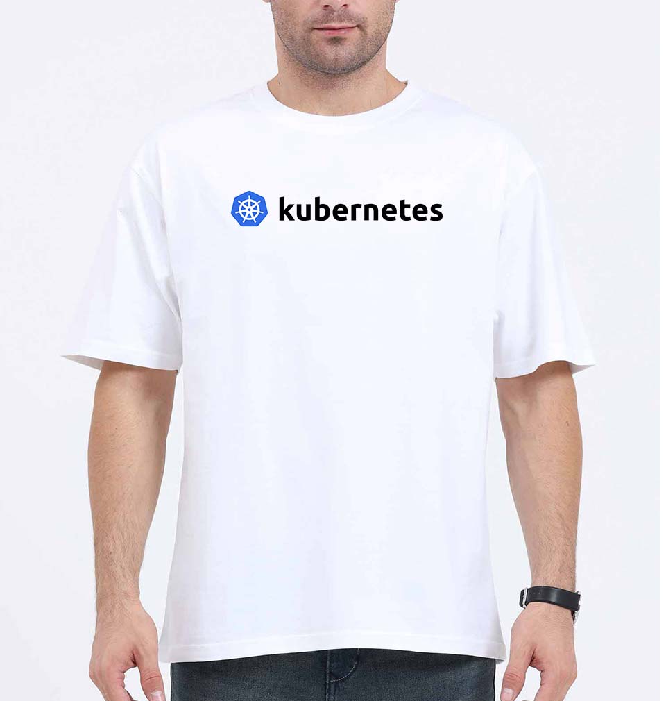 Kubernetes Oversized T-Shirt for Men-White-Ektarfa.online