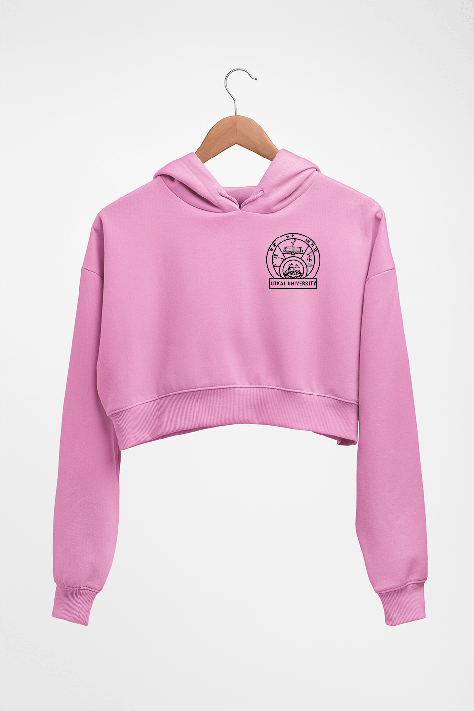 utkal university Crop HOODIE FOR WOMEN-Light Baby Pink-Ektarfa.online