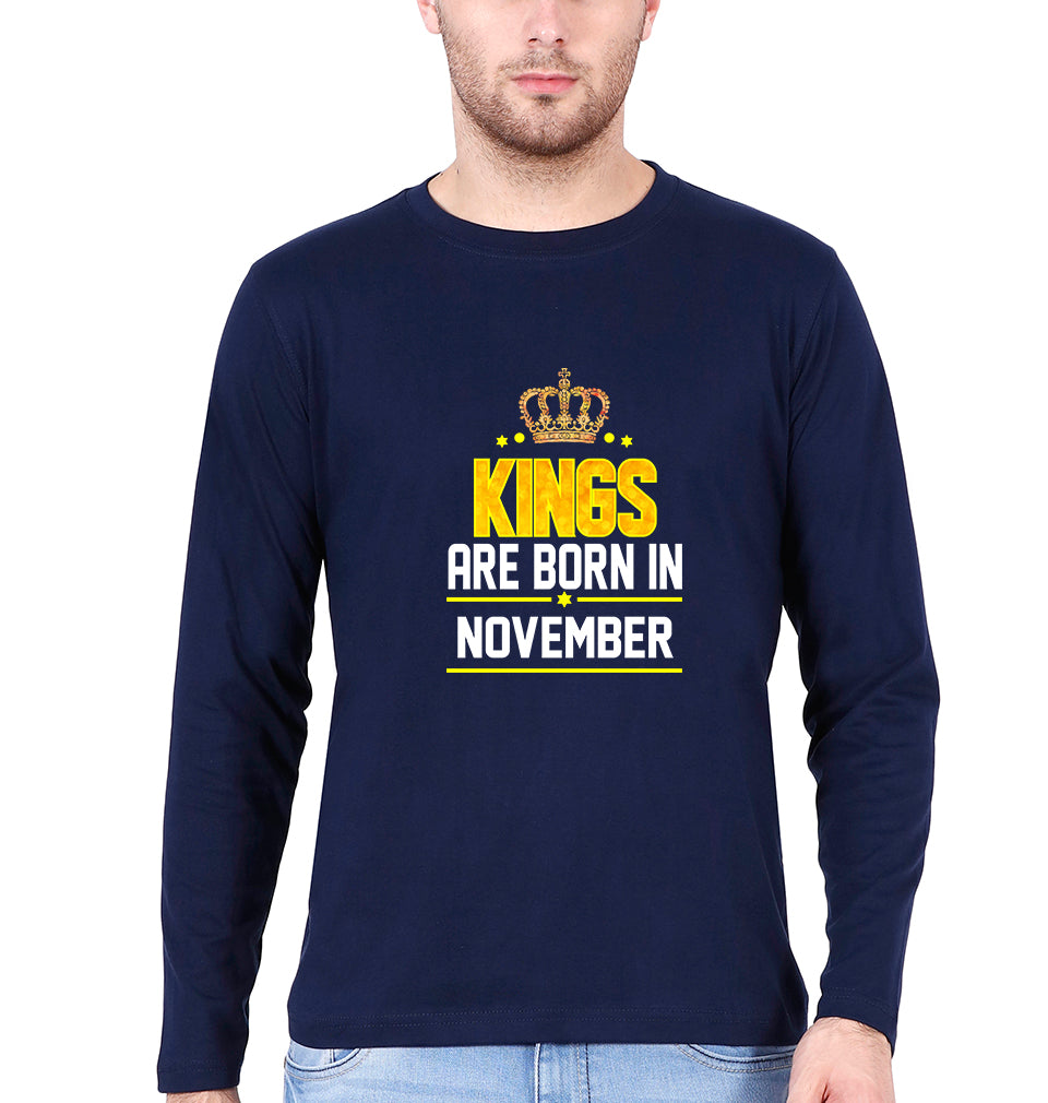 Kings Are Born In November Full Sleeves T-Shirt for Men