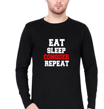 Load image into Gallery viewer, eat sleep conquer repeat Full Sleeves T-Shirt for Men-Black-Ektarfa.online
