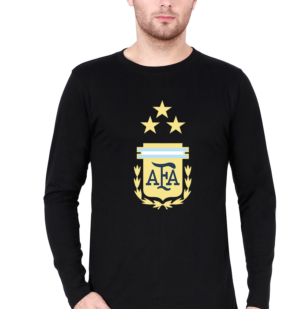 Argentina Football Full Sleeves T-Shirt for Men-Black-Ektarfa.online