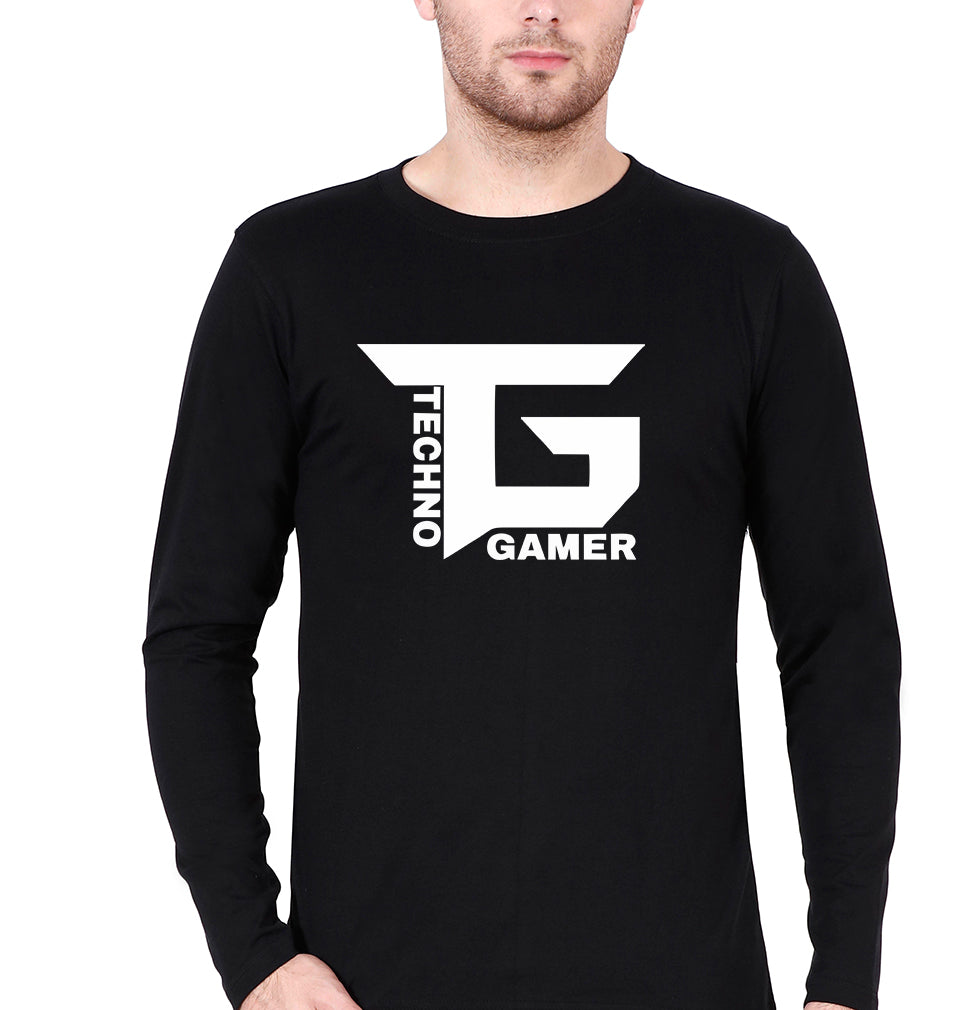 Techno Gamer Full Sleeves T-Shirt for Men-Black-Ektarfa.online