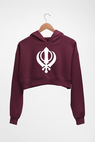 sikh Crop HOODIE FOR WOMEN-Maroon-Ektarfa.online