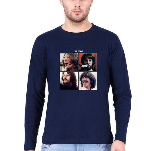the beatles let it be Full Sleeves T-Shirt for Men-Navy Blue-Ektarfa.online