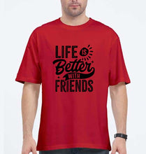 Load image into Gallery viewer, life is better with friends Oversized T-Shirt for Men-Red-Ektarfa.online

