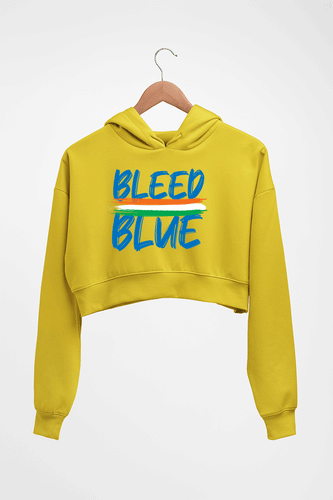 bleed blue Crop HOODIE FOR WOMEN-Mustard Yellow-Ektarfa.online