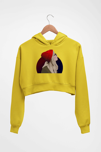 sabrina carpenter Crop HOODIE FOR WOMEN-Mustard Yellow-Ektarfa.online