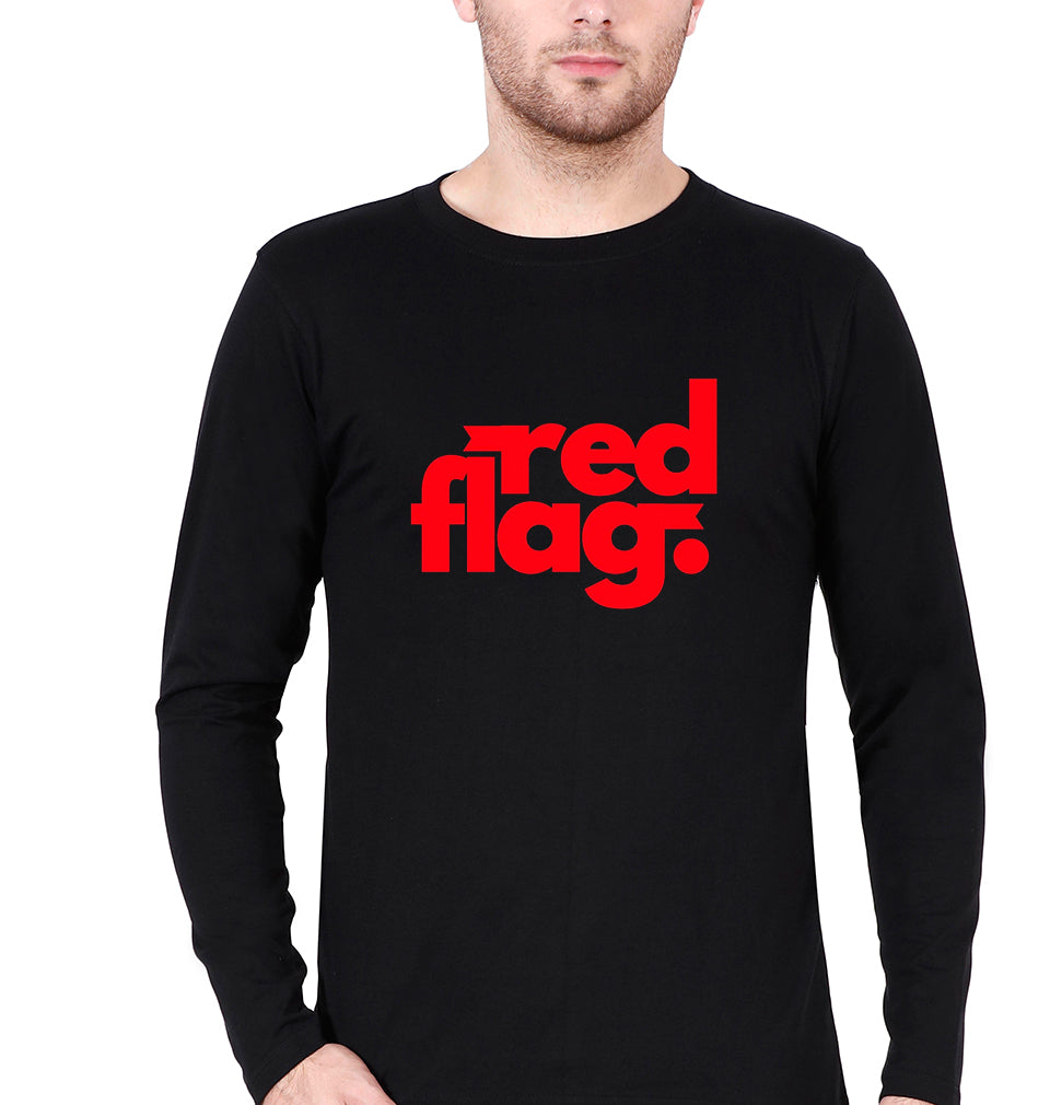 Red Flag Full Sleeves T-Shirt for Men-Black-Ektarfa.online