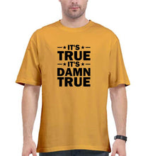 Load image into Gallery viewer, kurt angle it&#39;s true it&#39;s damn true Oversized T-Shirt for Men-Golden Yellow-Ektarfa.online
