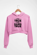 Load image into Gallery viewer, kurt angle it&#39;s true it&#39;s damn true Crop HOODIE FOR WOMEN-Light Baby Pink-Ektarfa.online
