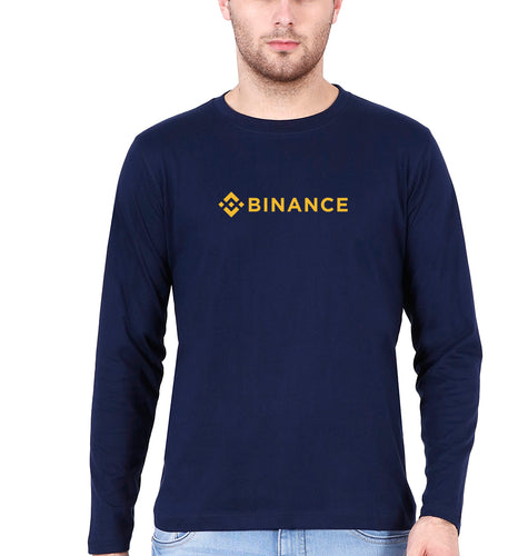 binance Full Sleeves T-Shirt for Men-Navy Blue-Ektarfa.online