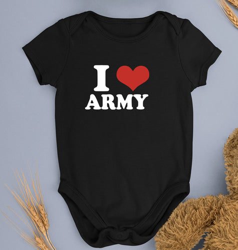 I Love Army Romper For Baby Boy/Girl-Black-Ektarfa.online
