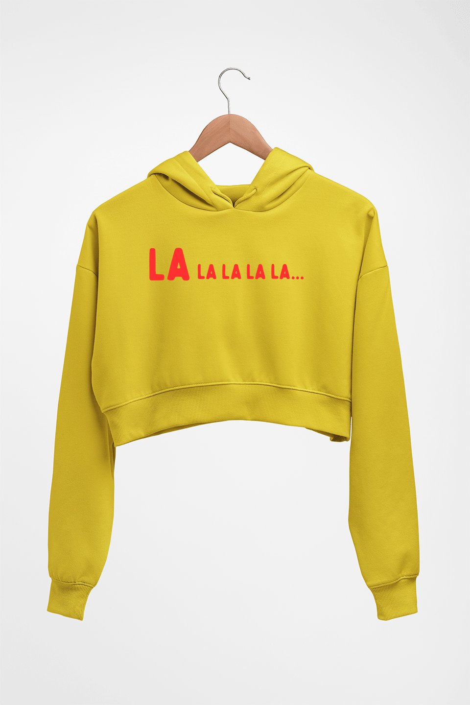 La La La La Crop HOODIE FOR WOMEN-Mustard Yellow-Ektarfa.online