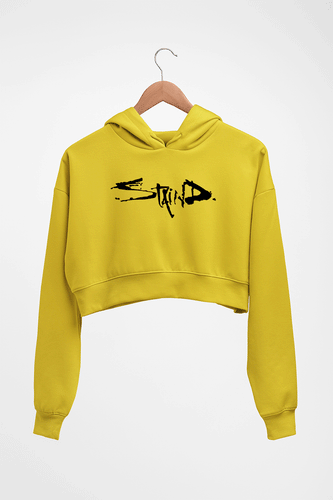 Staind Crop HOODIE FOR WOMEN-Mustard Yellow-Ektarfa.online