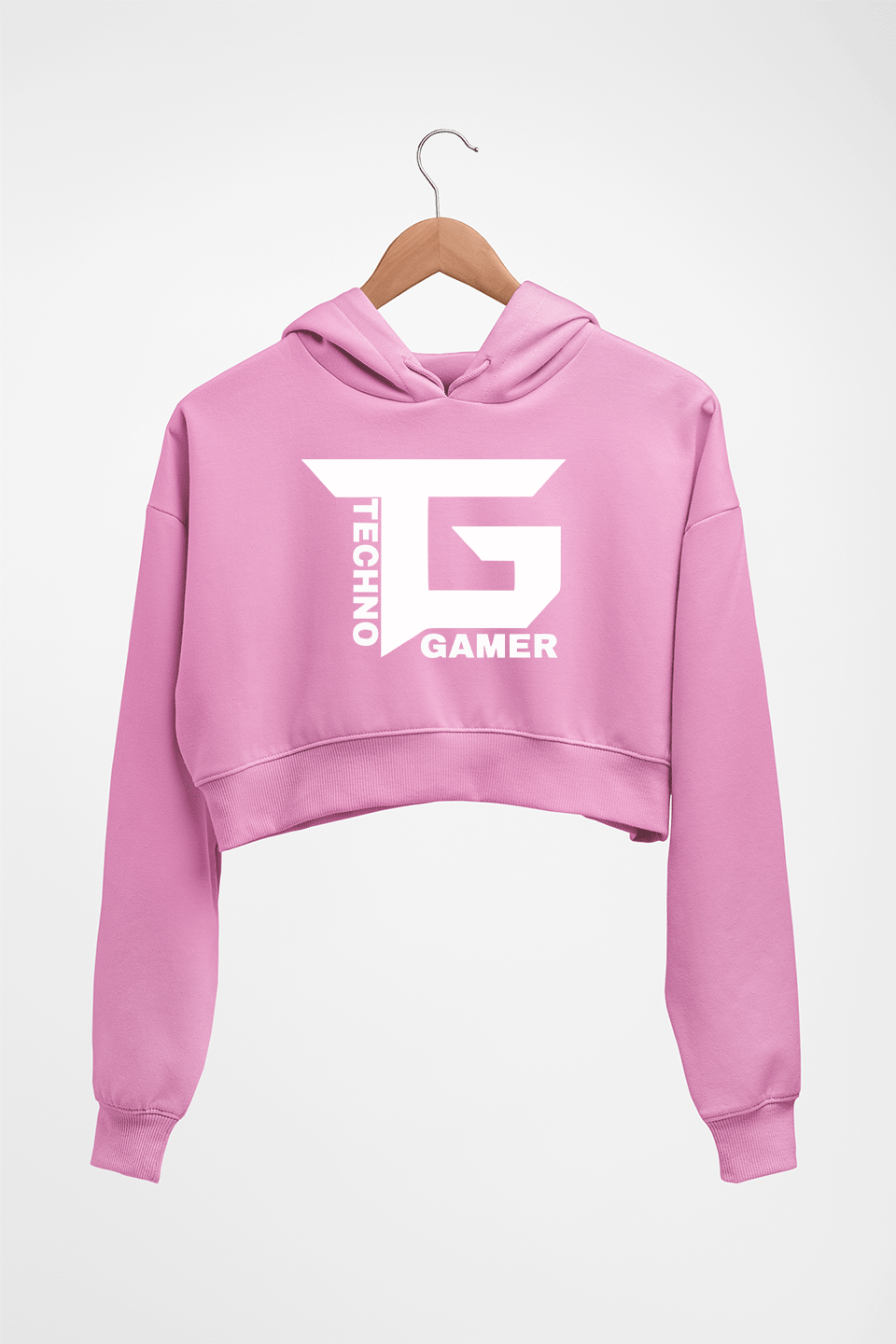 Techno Gamer Crop HOODIE FOR WOMEN-Light Baby Pink-Ektarfa.online