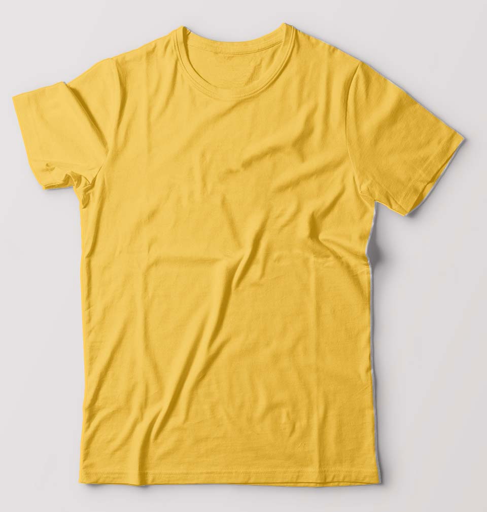 Plain Golden Yellow Half Sleeves T-Shirt For Men