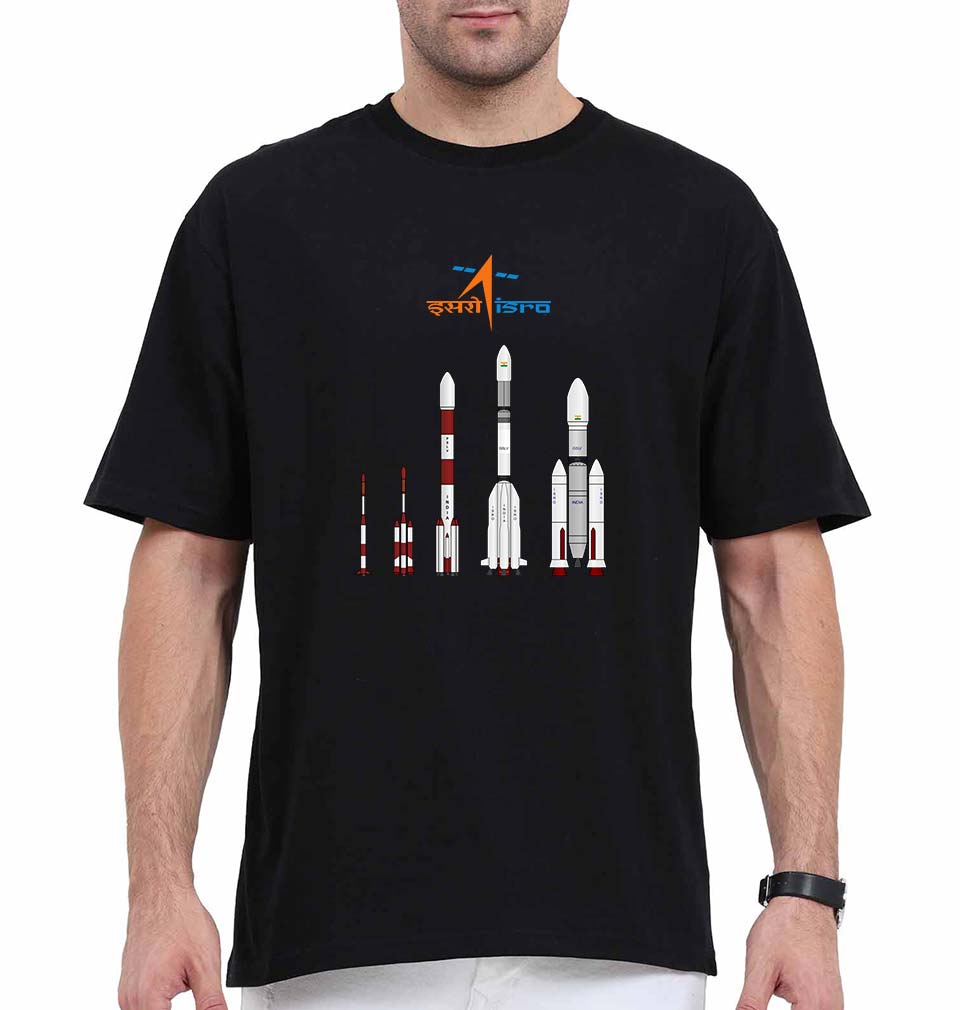isro Oversized T-Shirt for Men-Black-Ektarfa.online