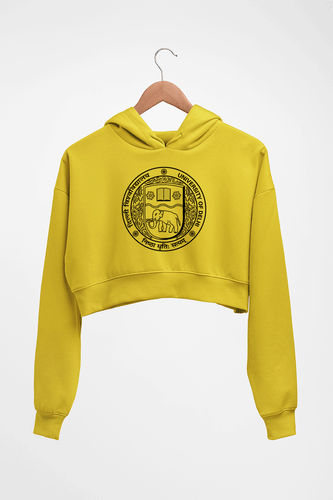 delhi university (DU) Crop HOODIE FOR WOMEN-Mustard Yellow-Ektarfa.online