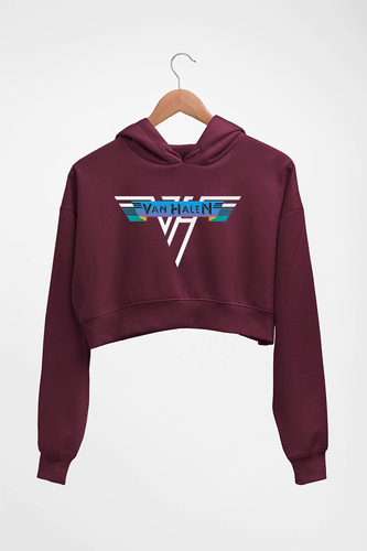 van halen Crop HOODIE FOR WOMEN-Maroon-Ektarfa.online