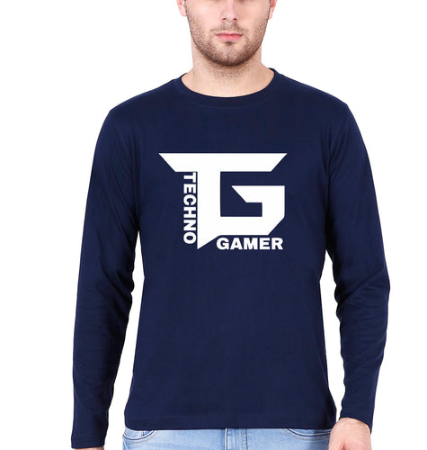 Techno Gamer Full Sleeves T-Shirt for Men-Navy Blue-Ektarfa.online
