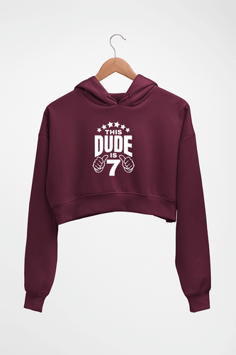 7th Happy Birthday Crop HOODIE FOR WOMEN-Maroon-Ektarfa.online