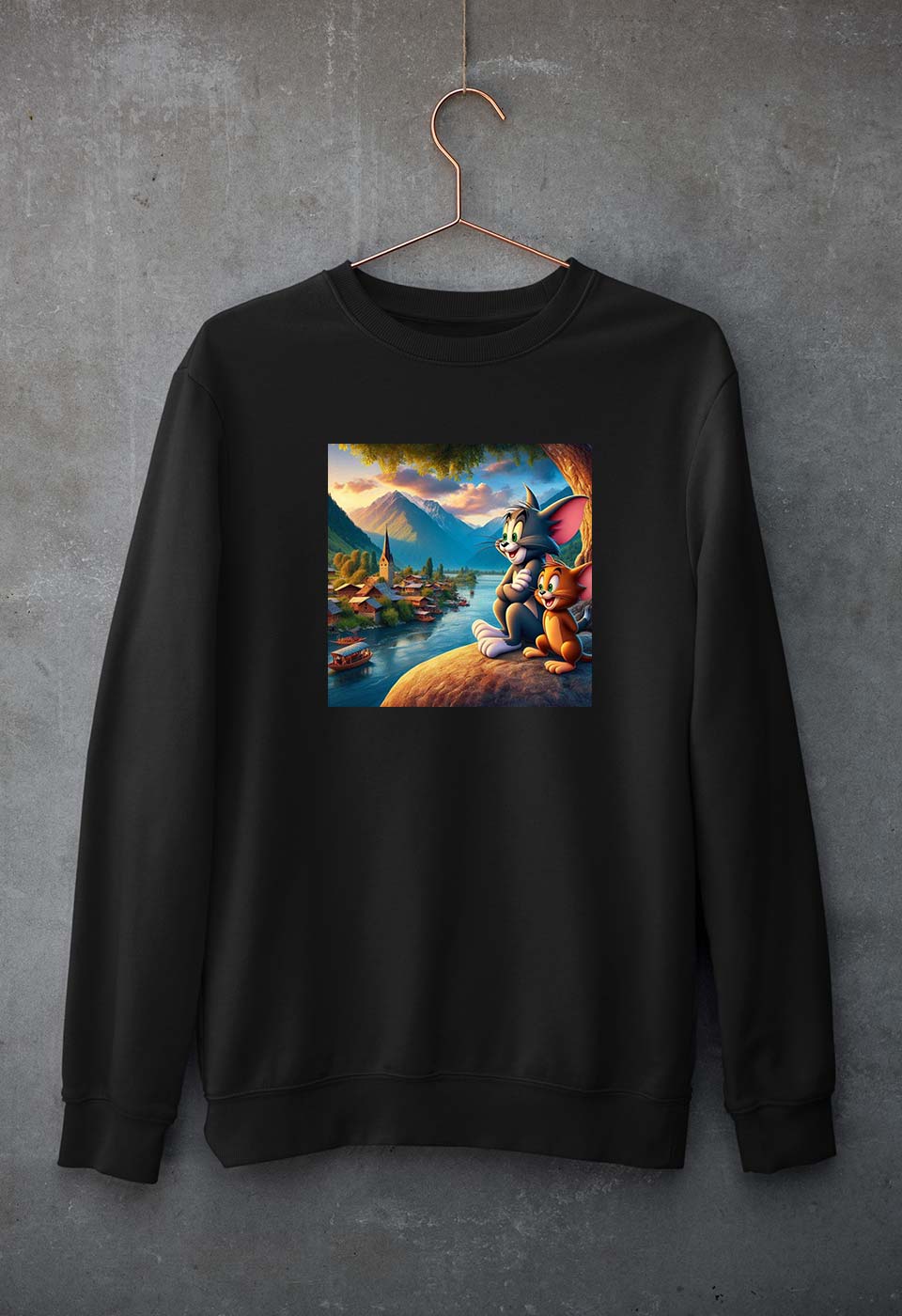 Tom and Jerry Unisex Sweatshirt for Men/Women-Black-Ektarfa.online