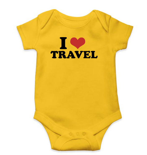 I LOVE TRAVEL Romper For Baby Boy/Girl-Yellow-Ektarfa.online