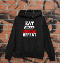 Load image into Gallery viewer, eat sleep conquer repeat Unisex Hoodie for Men/Women-Black-Ektarfa.online
