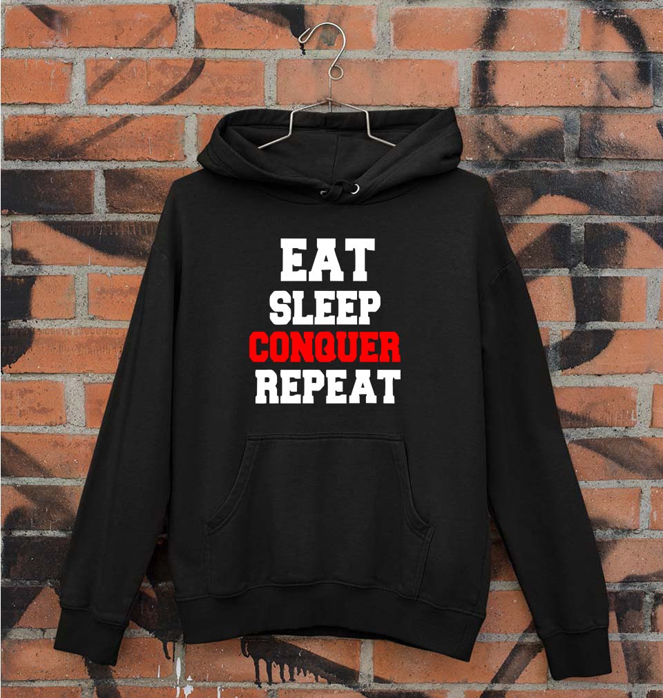 eat sleep conquer repeat Unisex Hoodie for Men/Women-Black-Ektarfa.online
