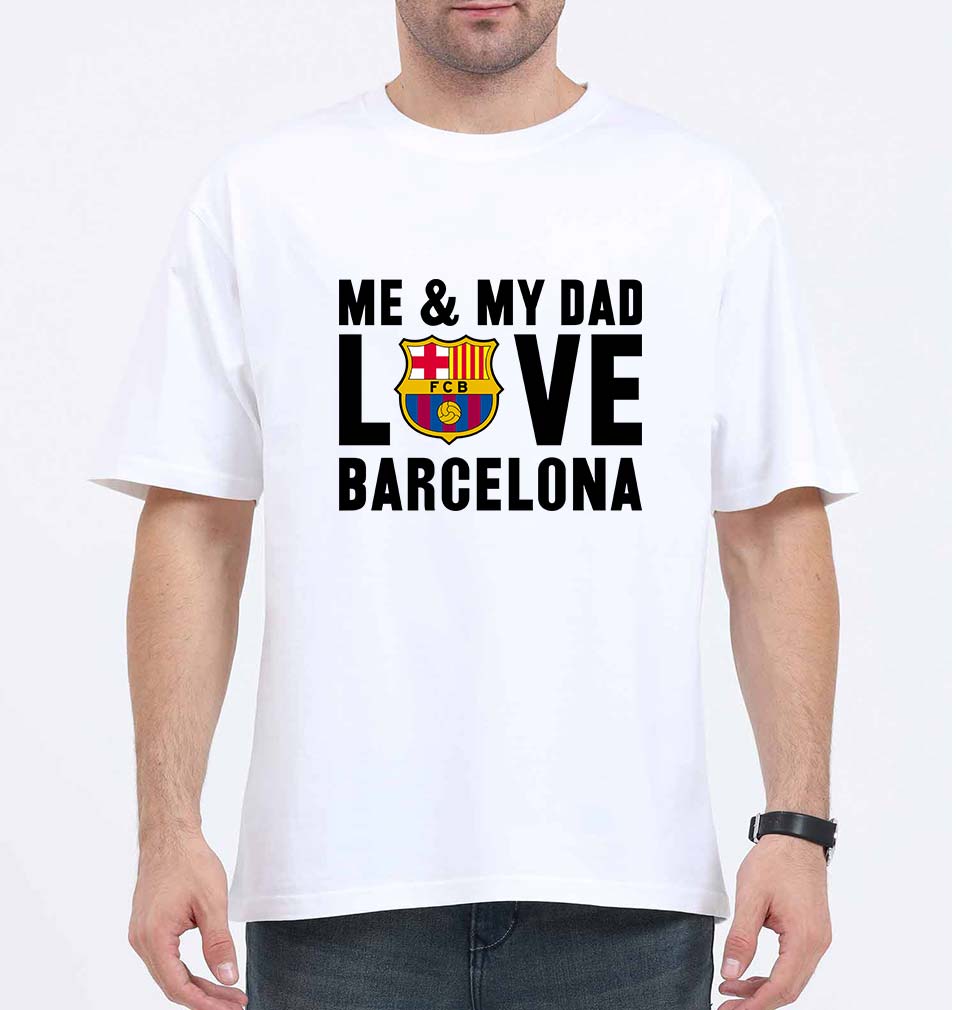 Love Barcelona Oversized T-Shirt for Men-White-Ektarfa.online