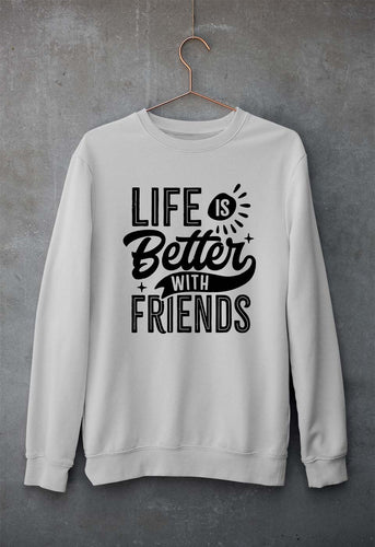 life is better with friends Unisex Sweatshirt for Men/Women-Grey Melange-Ektarfa.online