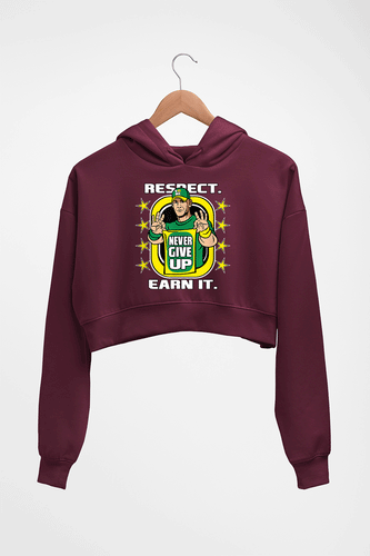 john cena never give up Crop HOODIE FOR WOMEN-Maroon-Ektarfa.online