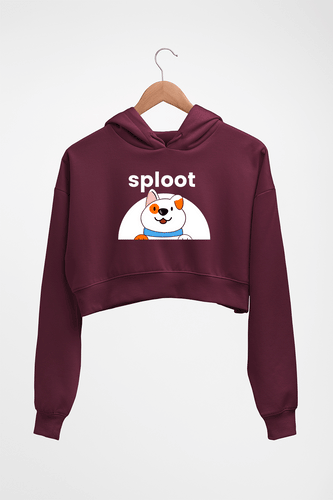 Sploot Crop HOODIE FOR WOMEN-Maroon-Ektarfa.online