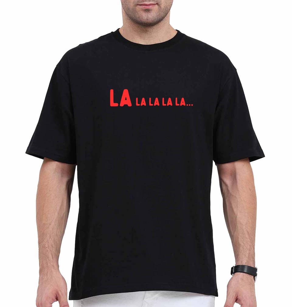 La La La La Oversized T-Shirt for Men-Black-Ektarfa.online