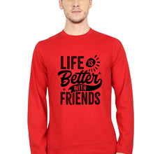 Load image into Gallery viewer, life is better with friends Full Sleeves T-Shirt for Men-Red-Ektarfa.online
