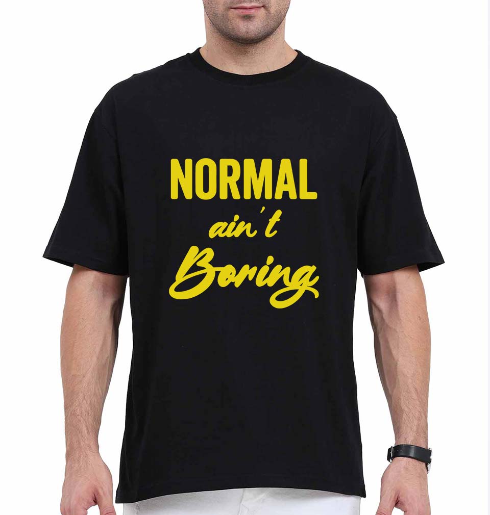 Normal Ain't Boring Oversized T-Shirt for Men-Black-Ektarfa.online