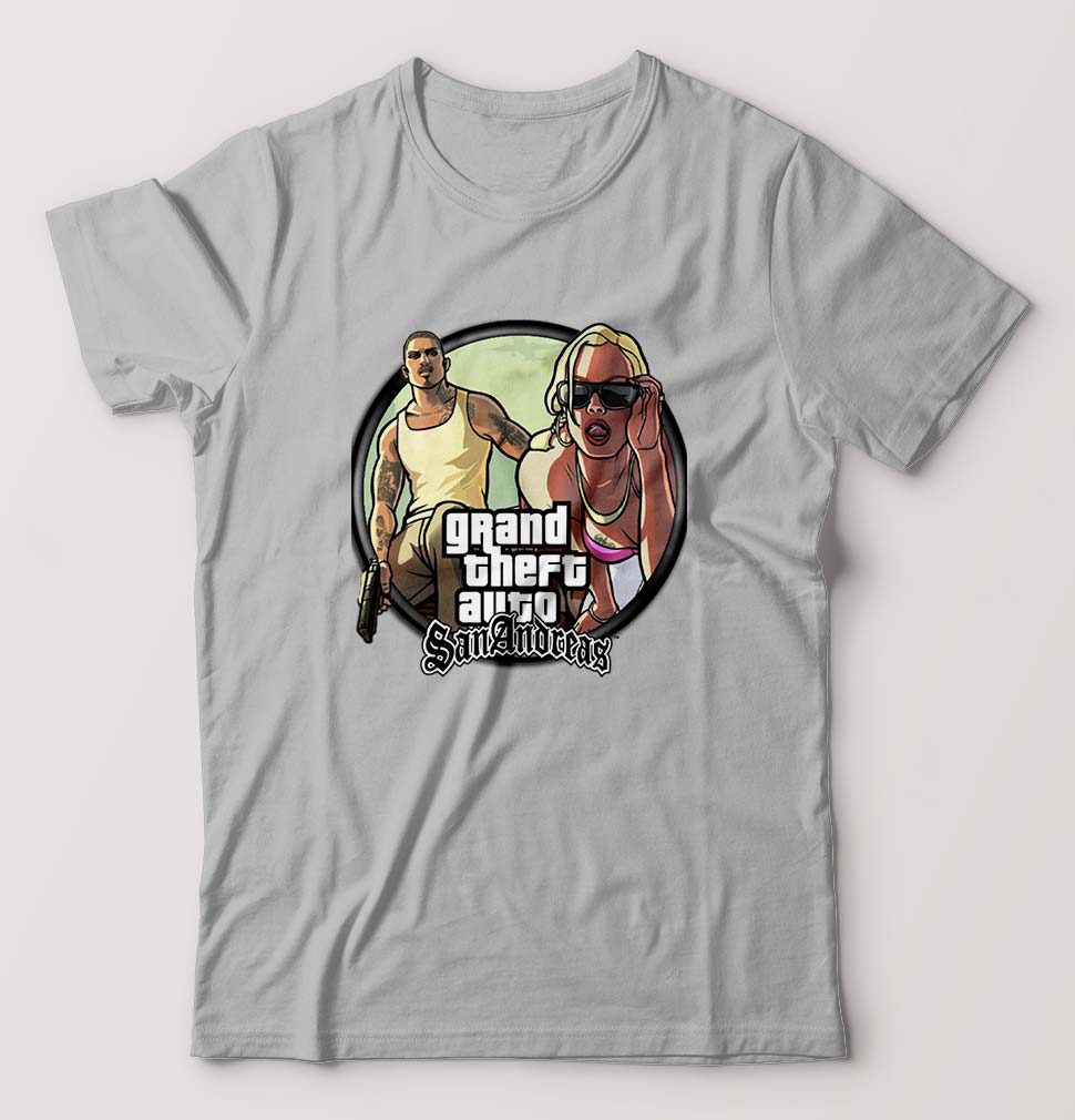 Grand Theft Auto (GTA) T-Shirt for Men-Grey Melange-Ektarfa.online