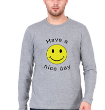Load image into Gallery viewer, Nice Day Emoji Full Sleeves T-Shirt for Men-Grey Melange-Ektarfa.online
