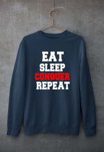 Load image into Gallery viewer, eat sleep conquer repeat Unisex Sweatshirt for Men/Women-Navy Blue-Ektarfa.online
