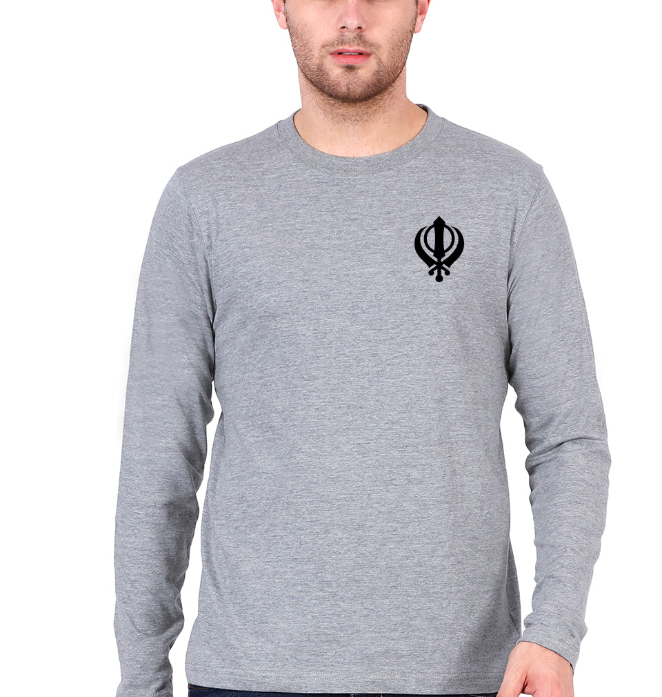 sikh Full Sleeves T-Shirt for Men-Grey Melange-Ektarfa.online
